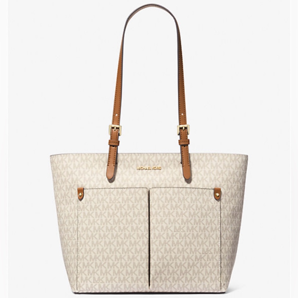 Michael Kors Medium Logo Pocket Tote & Double Zip Wallet NWT